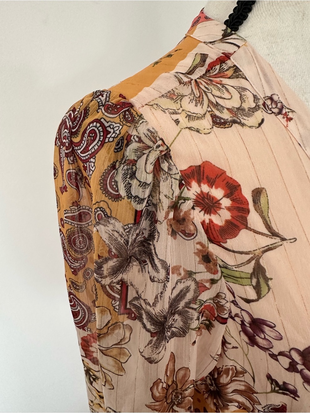 Cottagecore Floral Boho Midi Maxi Dress Small Long Sleeve Tiered Lined Artsy - Picture 5 of 15